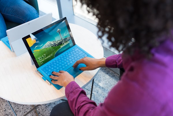 Person working on a laptop